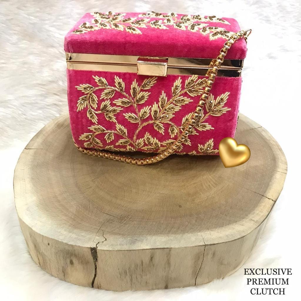 Handmade Clutch Indian Designer Box Potli Pouch Purse Clutch 54553